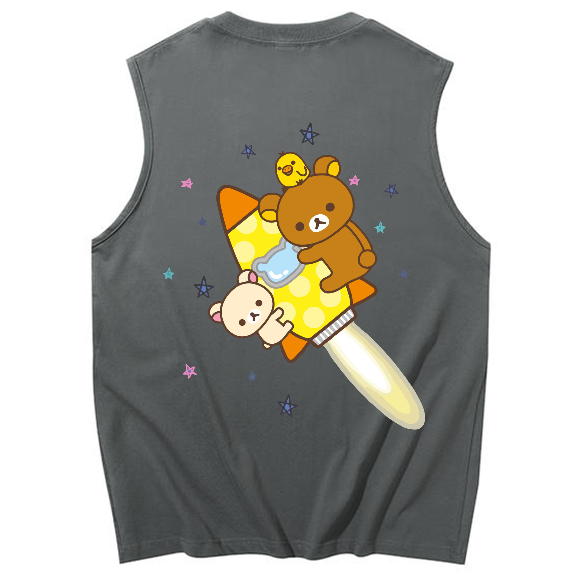 （画像用） リラックマ リラックマ キイロイトリ Rilakkuma Korilakkuma Kiiroitori コットン100％タンクトップ（背面プリント）